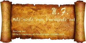 Mészáros Ferdinánd névjegykártya
